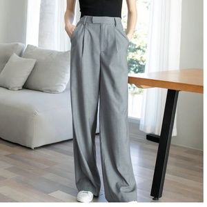 Business Essential Grey Wide Slacks: Size XS